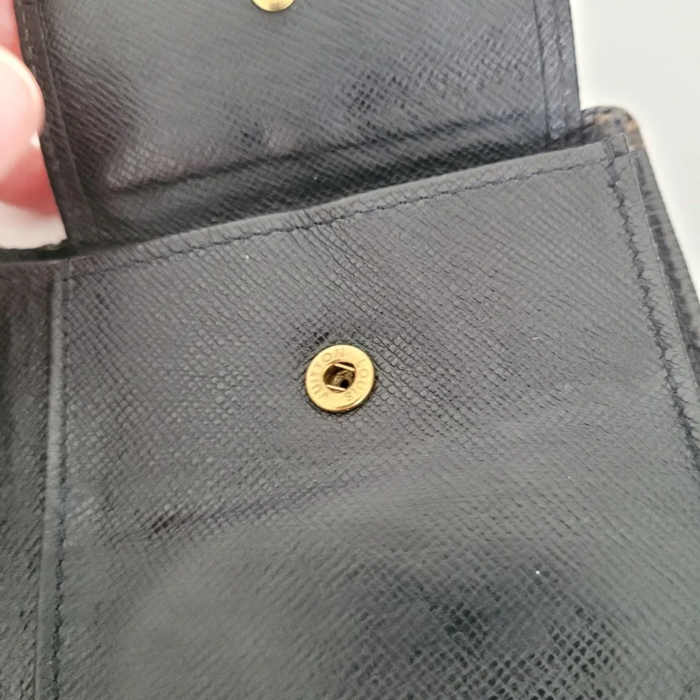 Louis Vuitton Epi Leather Bifold Wallet Noir Black Compact Coin Pocket MI0921